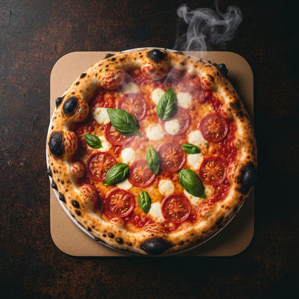 Fresh pizza from oven